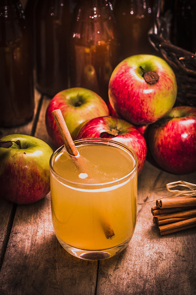 Glass of fresh apple cider Print