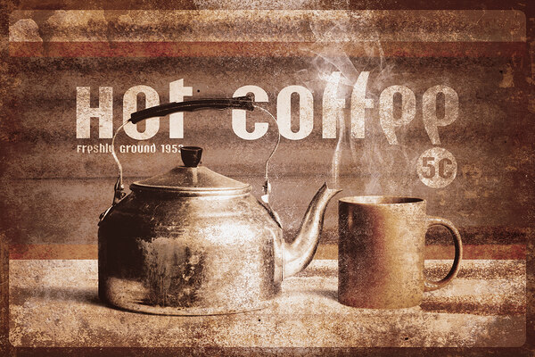 Fine art coffee shop tin sign insignia Print