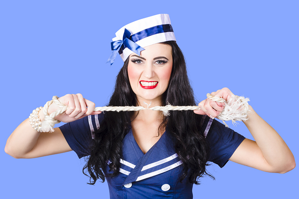 Navy pin up poster girl breaking rope  Print