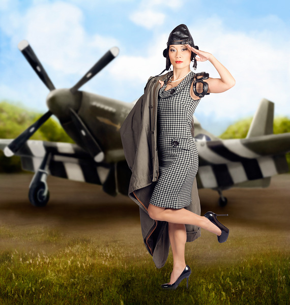 40s military pin up girl. Air force style Print
