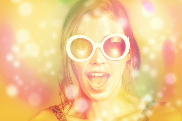 Pinup beauty in excited fashion abstract  Print