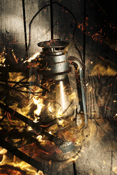 Cosy open fire. Cottage artwork Print