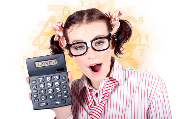 Education Math Tutor Holding Numbers Calculator Print