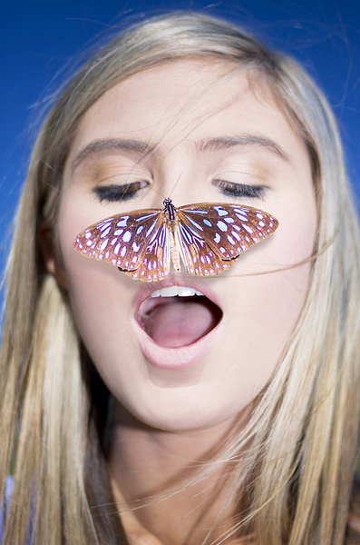 Woman With Butterfly Print