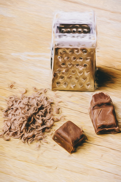 Shredded chocolate flakes fine art drawing Print