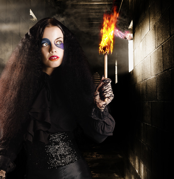 Dark ages jester searching a mysterious castle Print