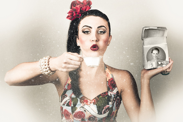 Retro pin up poster girl. Wash and clean service Print