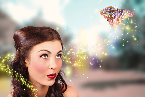 Fantasy fine art beauty. Fairy tale butterflies Print