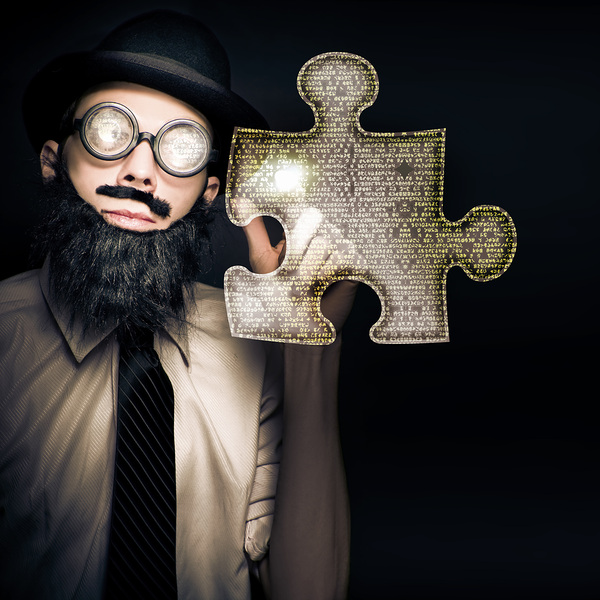 Businessman Puzzle Solving With Digital Solutions Print