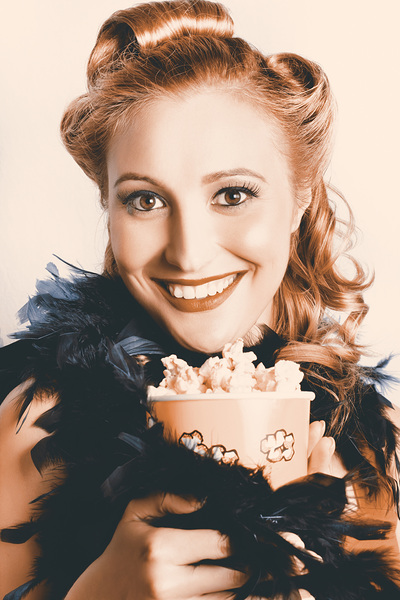 Fifties Pinup Woman Seeing Movie At Retro Cinema Print