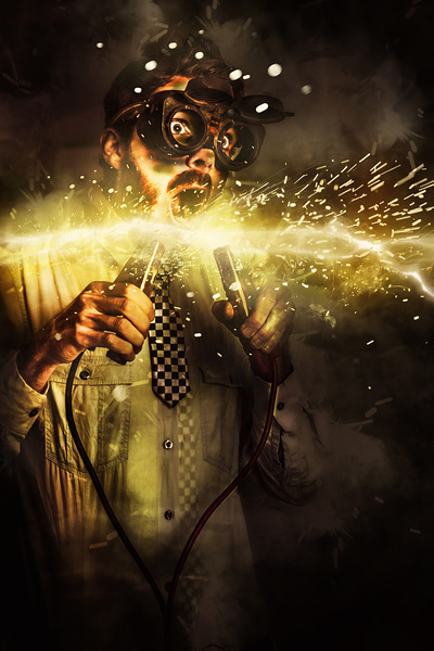 Start up business man with explosive idea Print