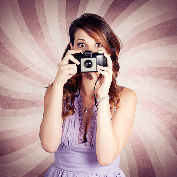 Pin-up Photographer Girl Taking Surprise Photo Print