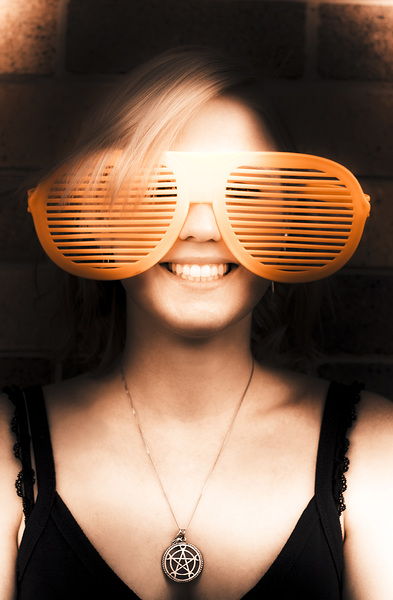Woman With Funny Sunglasses Print