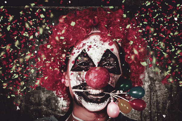 Carnival clown with balloon cake decoration Print