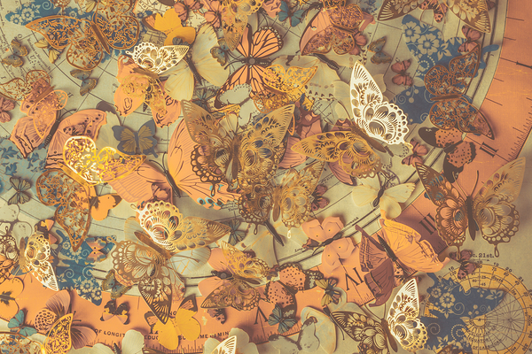 With faded colors and intricate markings Print