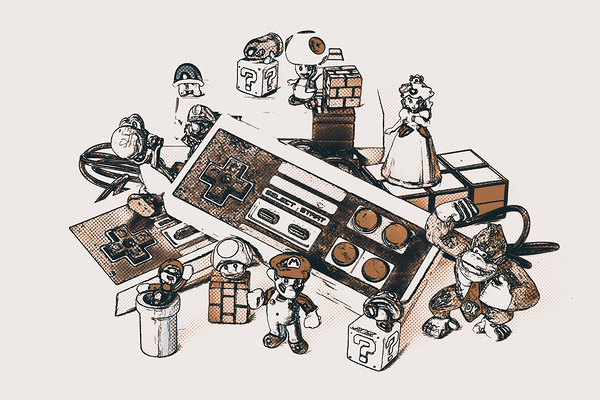 A retro gaming landscape Print