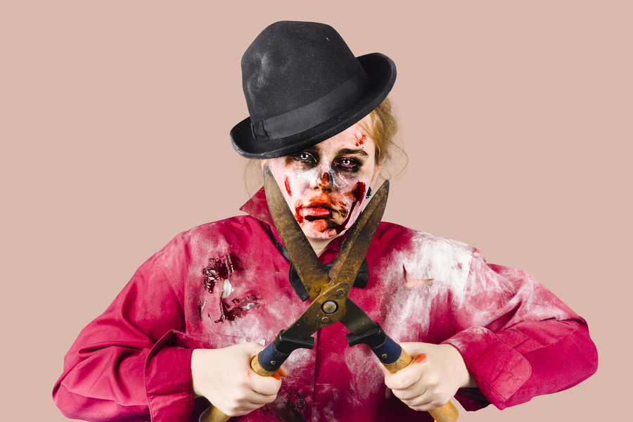 Zombie gardener with shears  Print