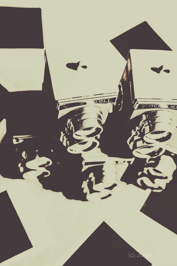 Monochromatic antique cameras and photos  Print