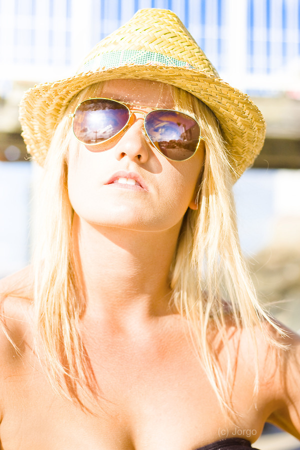Face Of A Woman In Sunglasses On Holiday  Print