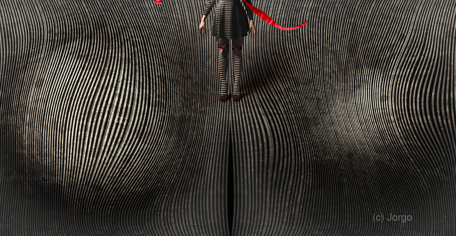 Vintage fantasy girl walking the path of creation  Imprimer