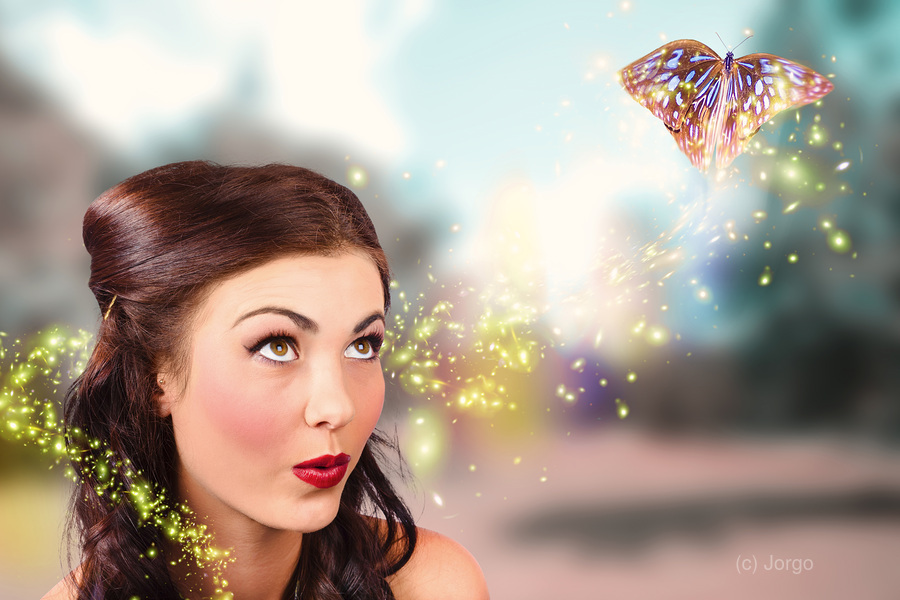Fantasy fine art beauty. Fairy tale butterflies  Print