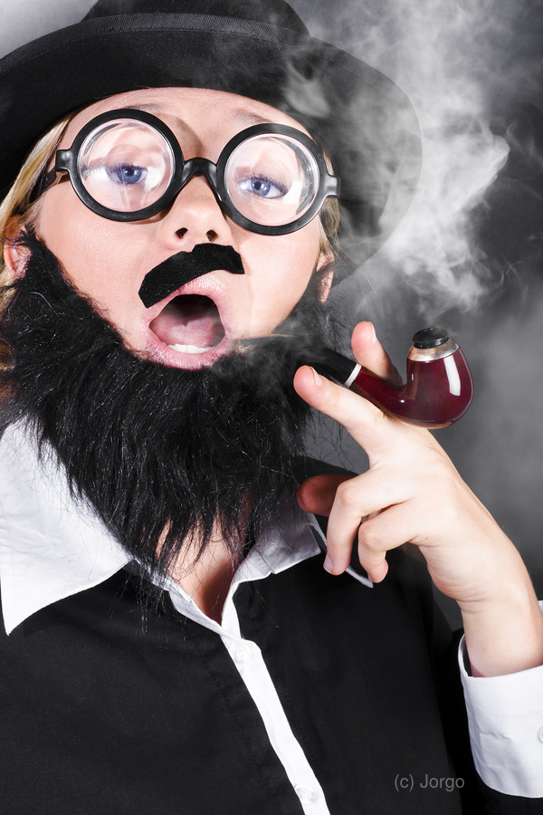 Comic private eye detective smoking pipe  Print