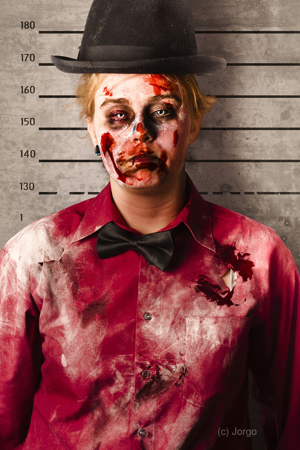 Monster police mug shot. Creepy criminal  Print