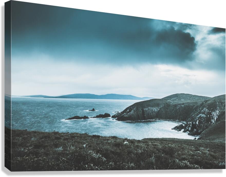 Dark tense and dramatic sea cliffs Canvas Print