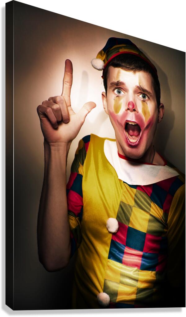 Clown Bank Robber Performing A Copyspace Holdup Canvas Print