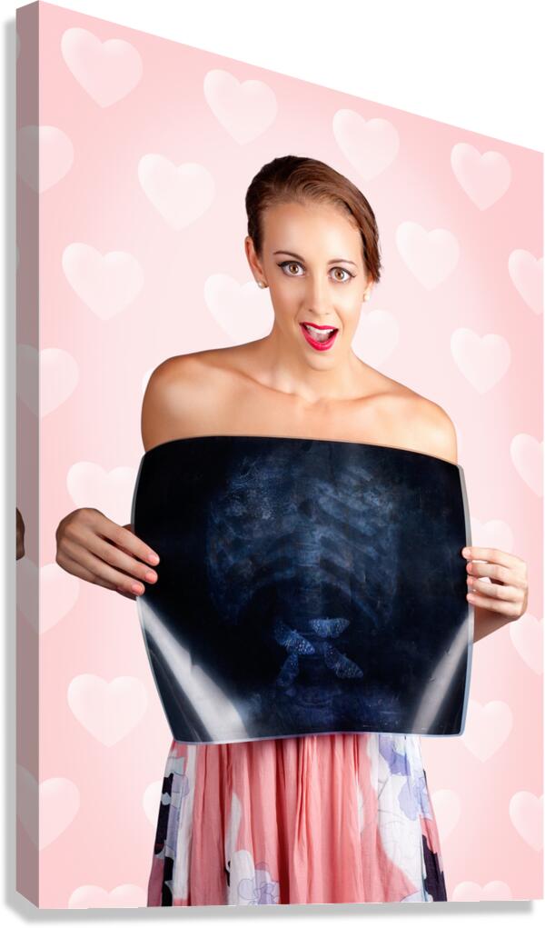 Romantic Woman In Love With Butterflies In Tummy Canvas Print