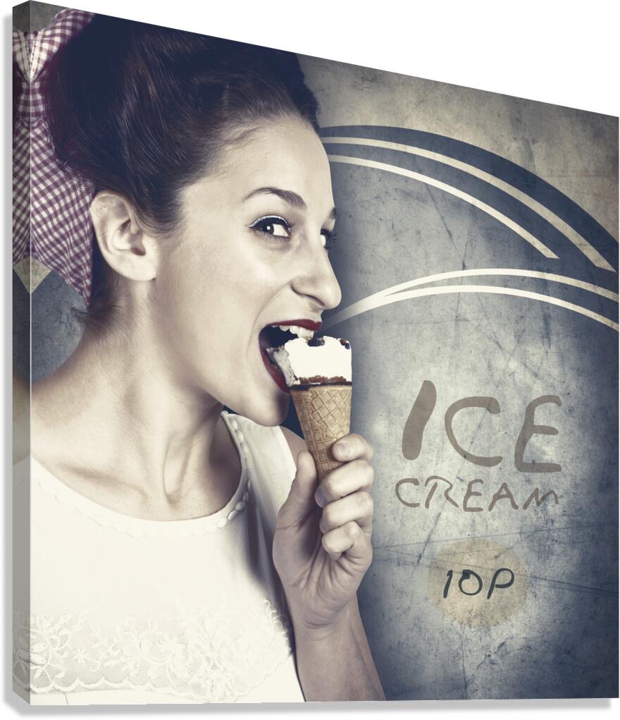 Ice cream poster girl on vintage ice-cream advert Canvas Print