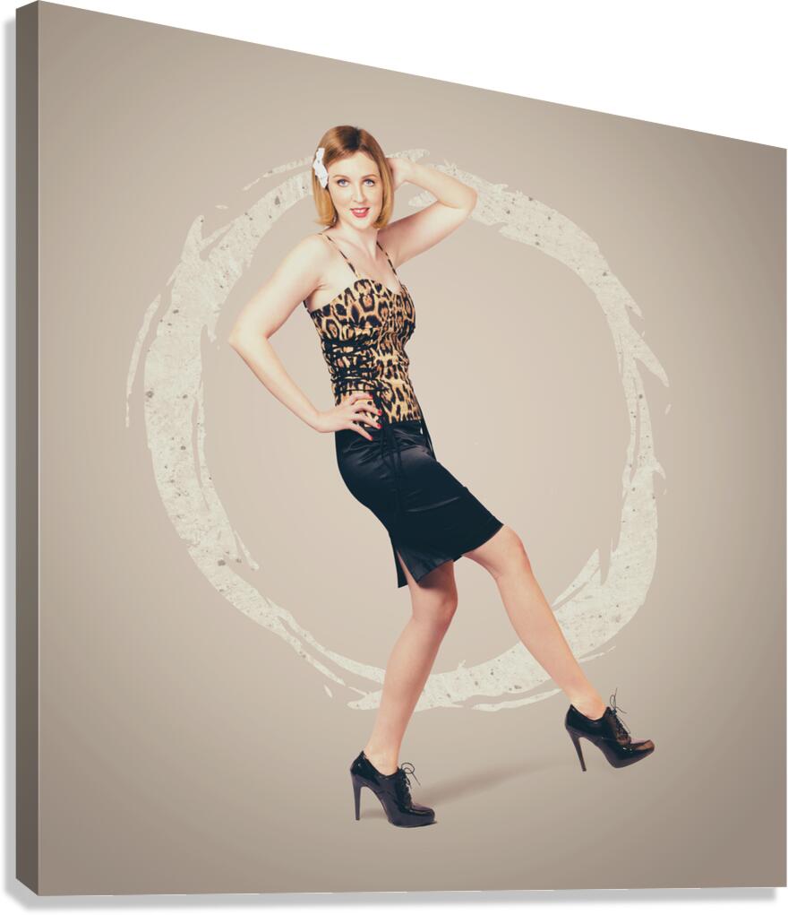 Retro fashion pin-up girl in 80s glamour Canvas Print