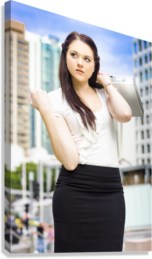 Professional City Lawyer Holding Silver Briefcase Canvas Print