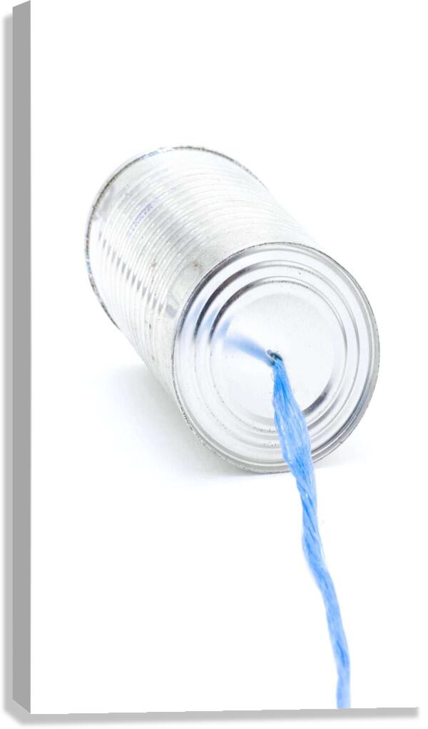 Tin Can Telephone Communication Isolated On White Canvas Print