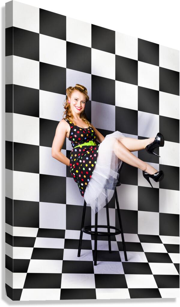 Portrait Of Beautiful Retro Woman In Vintage Style Canvas Print