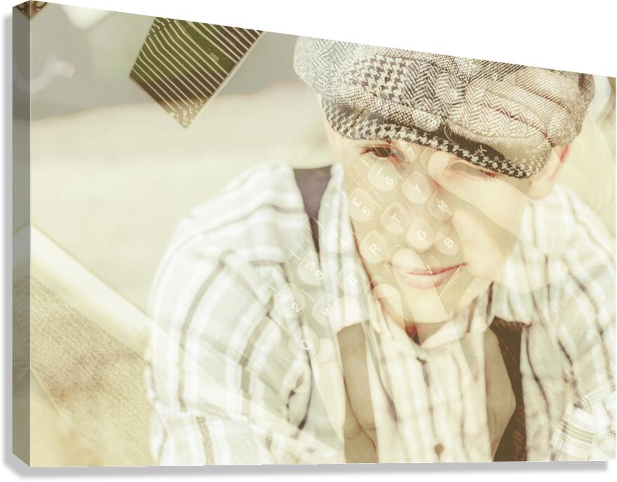 Retro typist with dream to inspire Canvas Print