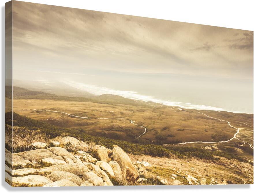 Remote roads and foggy coastlines Canvas Print