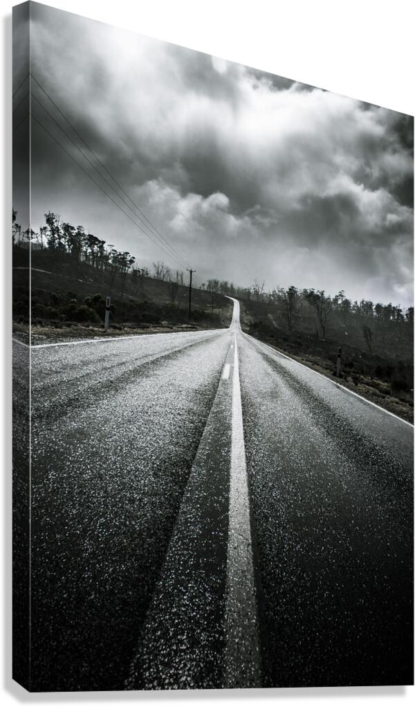 Dark stormy road to Cradle Mountain in Tasmania Canvas Print