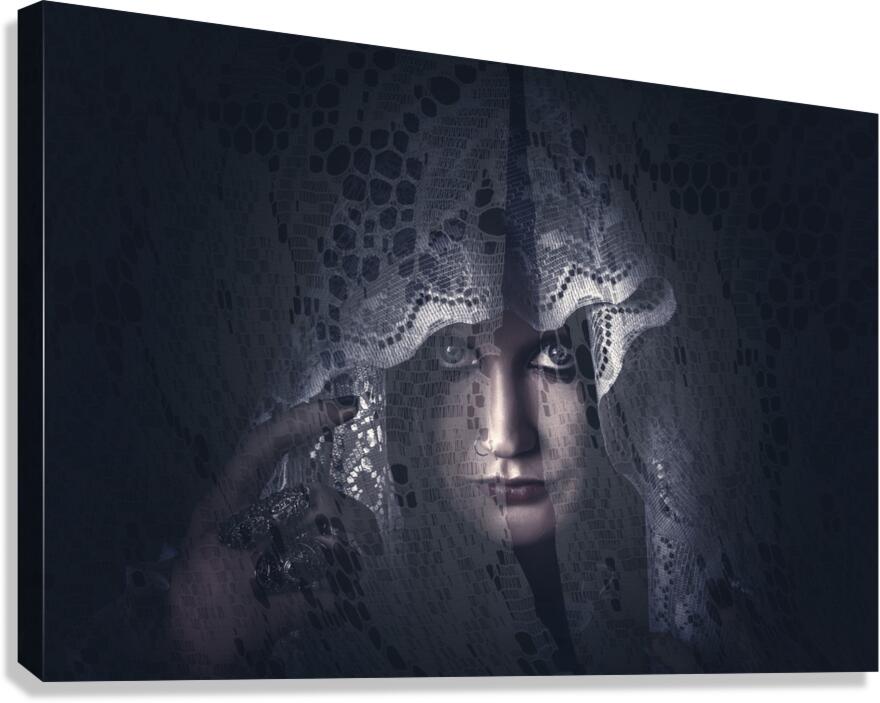 Mysterious female mystic veiled in lace secrecy  Canvas Print