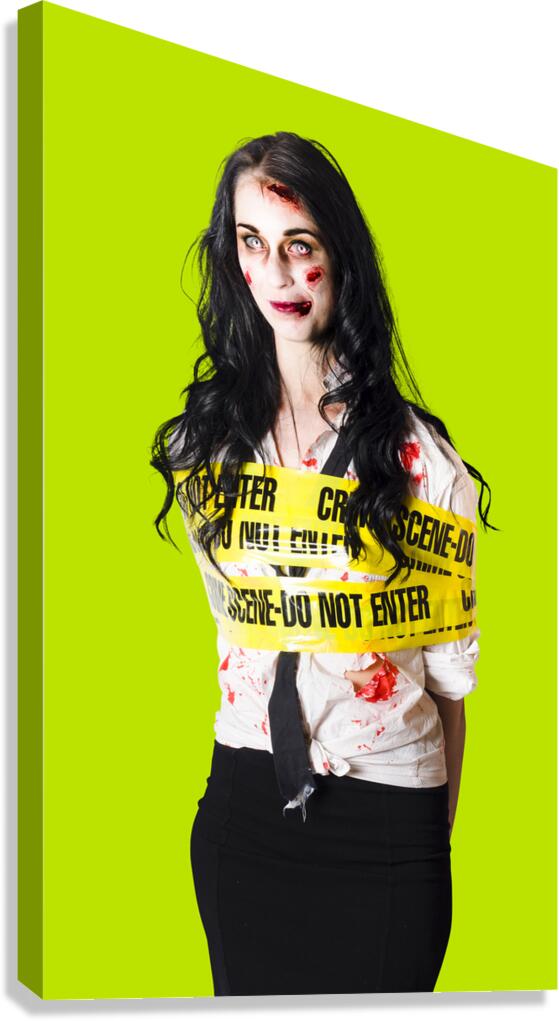 Zombie woman taped up Canvas Print