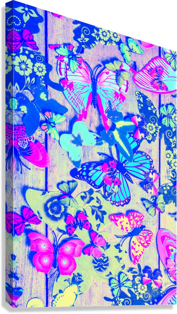 Pastel wings and button butterflies Canvas Print