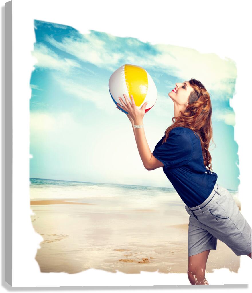 Pinup beach fun Canvas Print