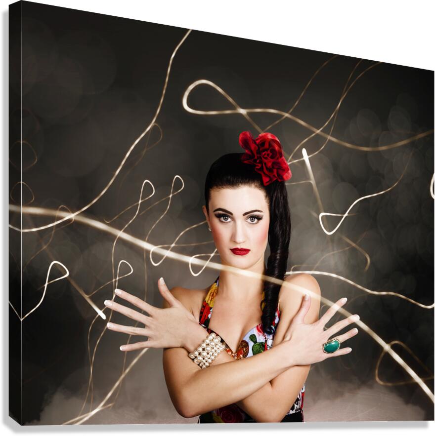 Beautiful girl in retro fashion style Canvas Print