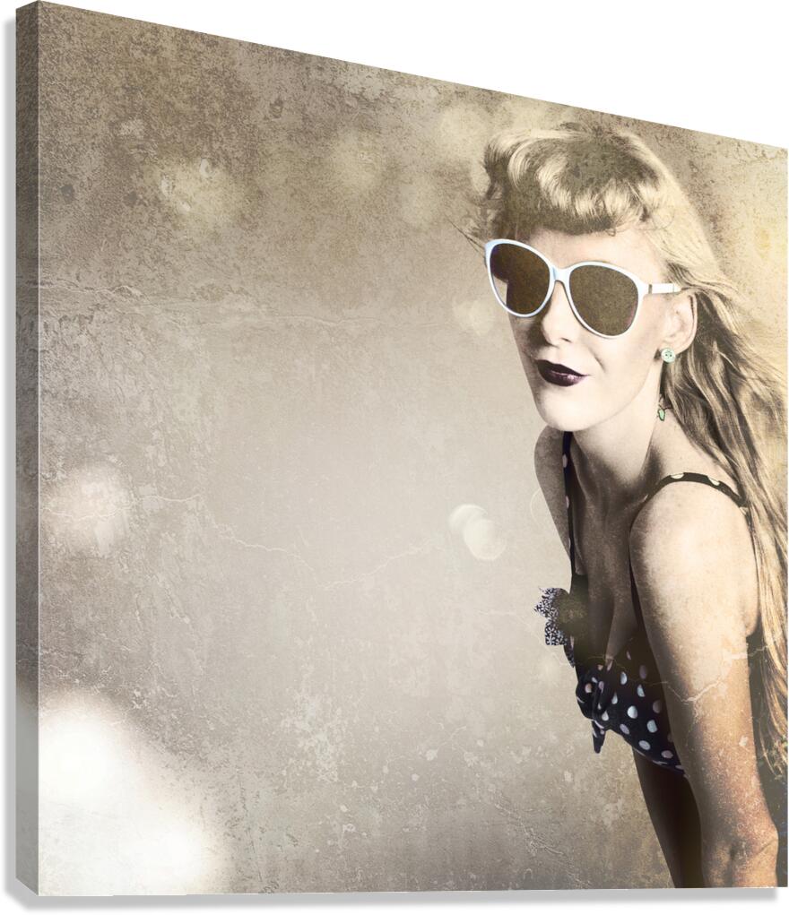 Old fashion rockabilly girl Canvas Print