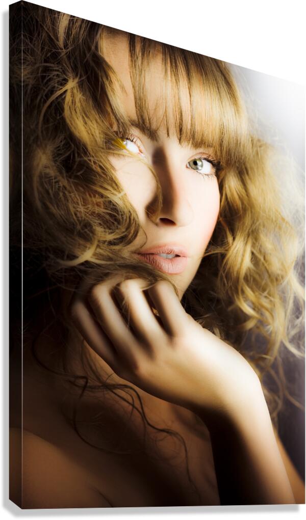 Woman with beautiful wavy hair Canvas Print