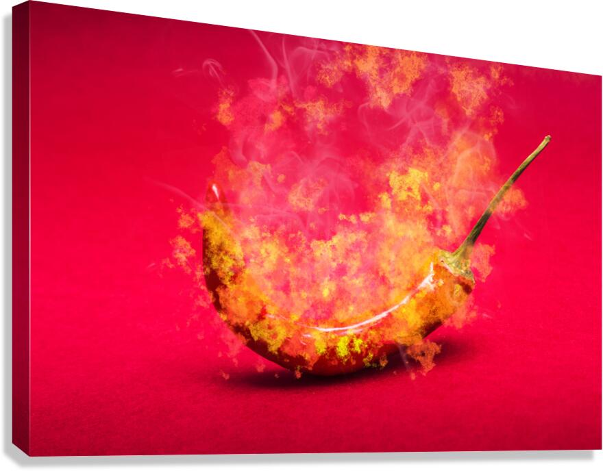 Burning red hot chili pepper. Mexican food Canvas Print