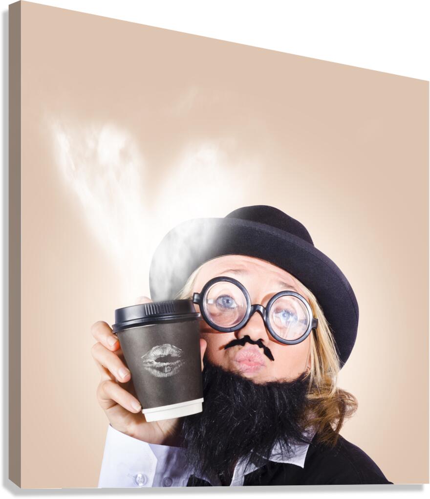businessperson holding disposable coffee cup Canvas Print