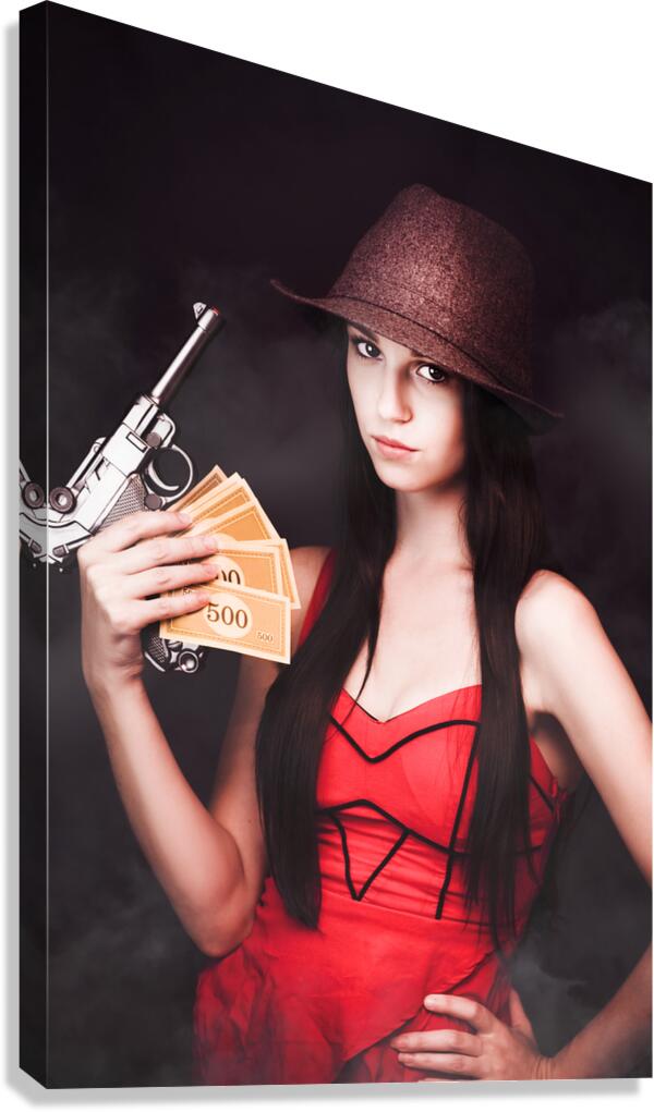 Gangster And Her Gun Canvas Print