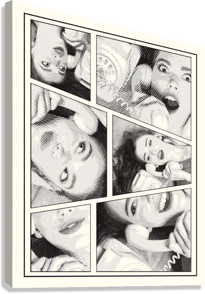 Line art pin-up girl on telephone Canvas Print