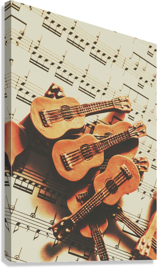 Vintage guitars on music sheet Canvas Print